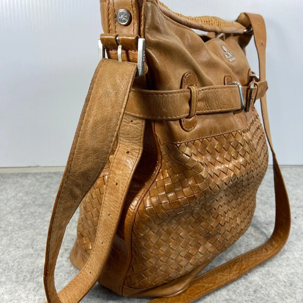 ADAX Copenhagen Camel Tan Brown Woven Braided Large Bag‎